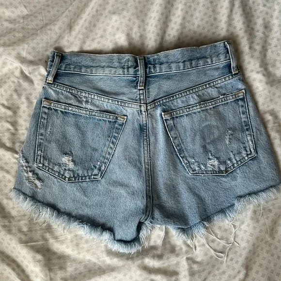 Agolde Distressed High Rise Waist Denim Parker Cut off Shorts